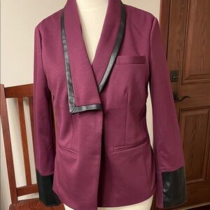 LOGO by Lori Goldstein New Plum Blazer with Black Accents